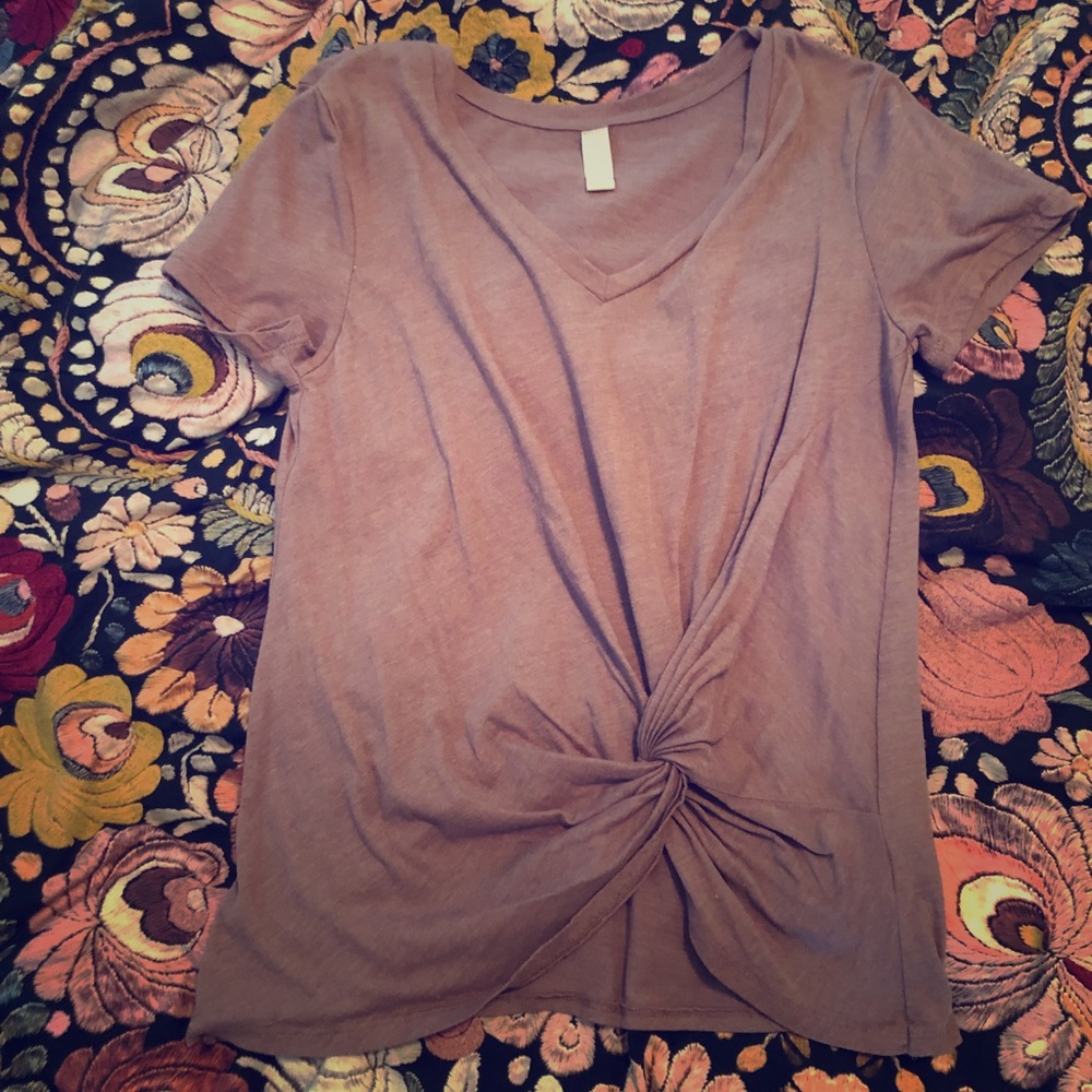mauve knot front tee shirt